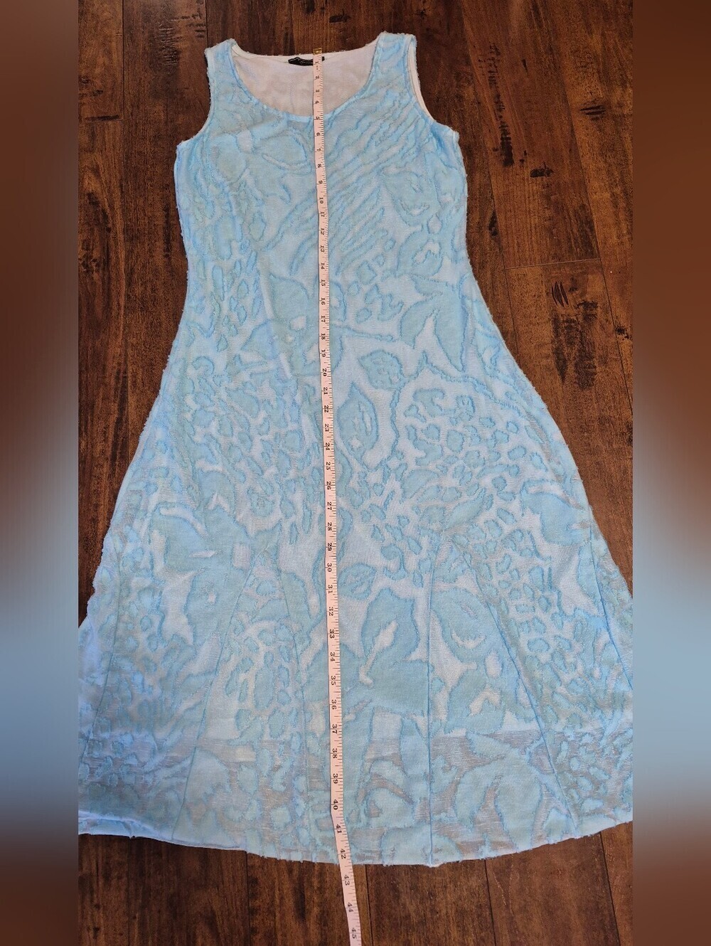 Cativa Aqua Blue Burnout Textured Sleeveless Fit & Flare Midi Dress Size Small - Picture 7 of 9